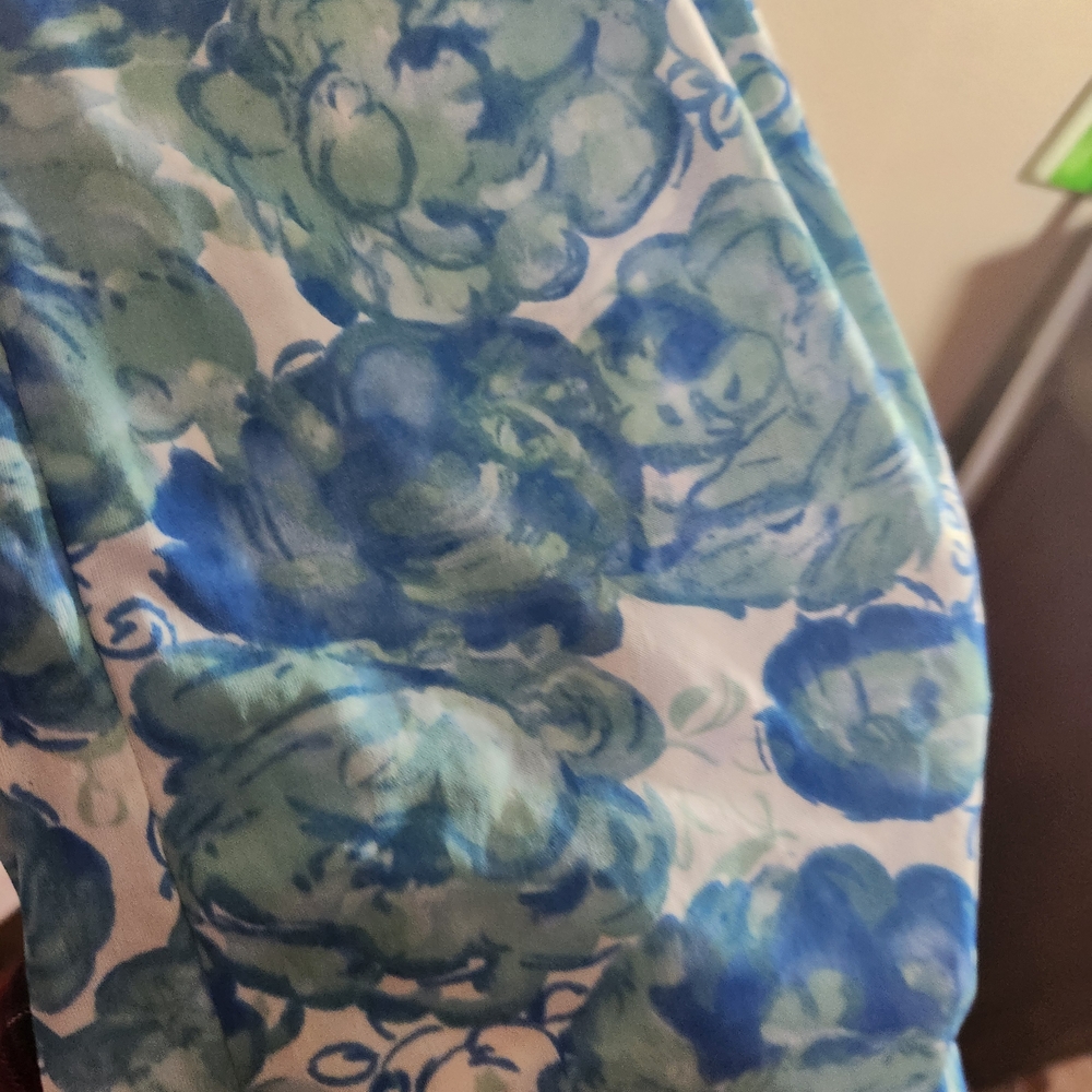 True Vintage Floral Blue Dress with Short Sleeves - Picture 3 of 5